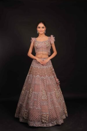 Onion Pink Feathered Fantasy Lehenga Set