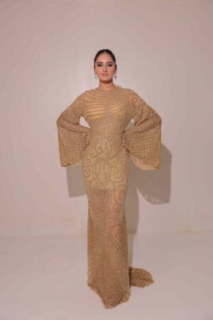 Golden Glimmer Tulle Gown