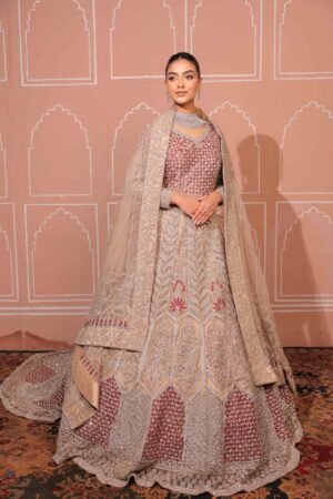 Beige Tulle Sequin & Rhinestone Lehenga Set