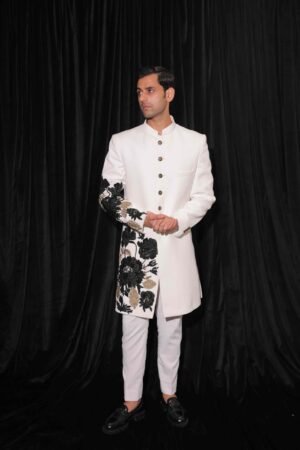 Ivory Noir Embroidered Sherwani
