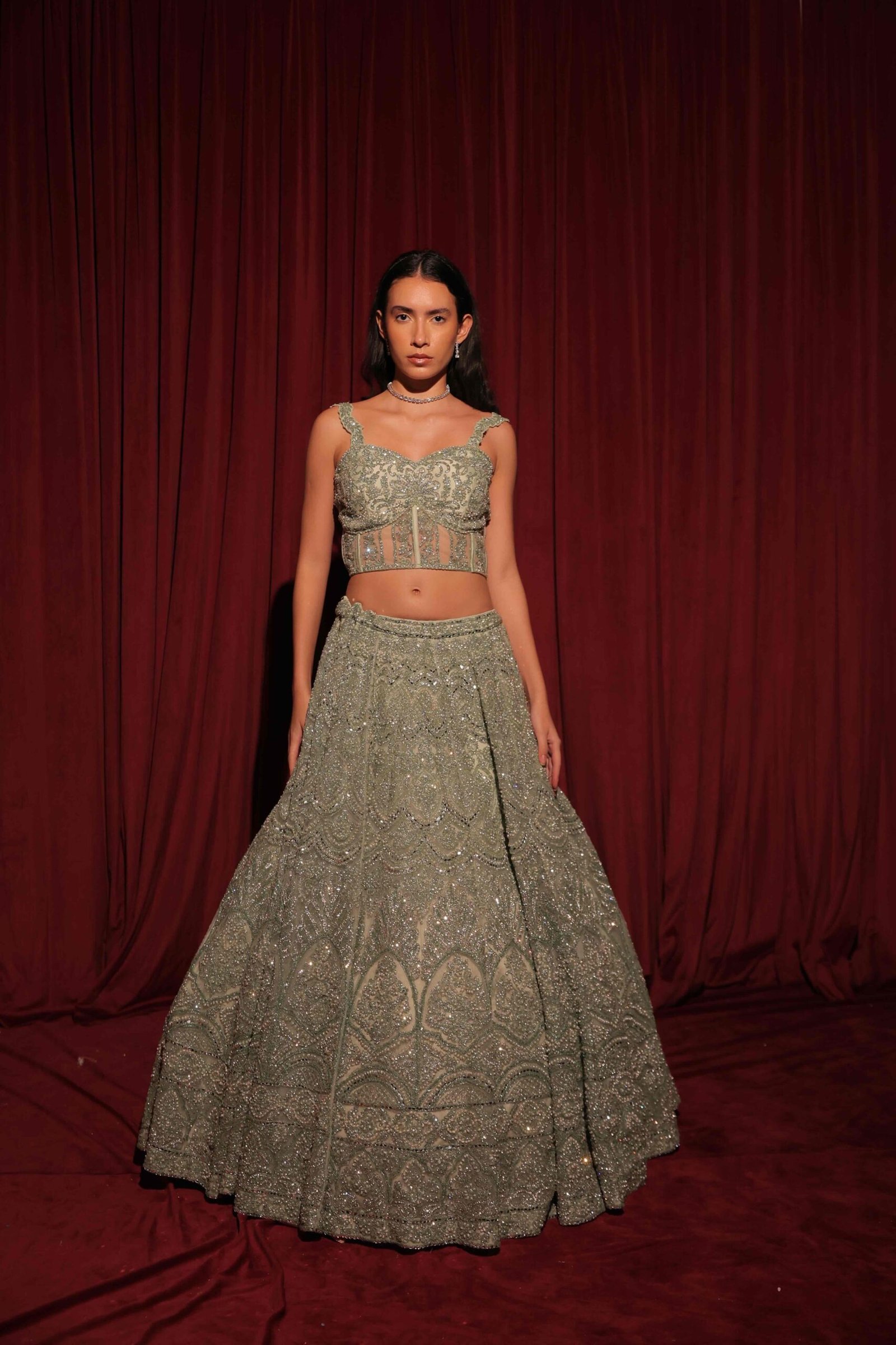 Green Enigma Lehenga