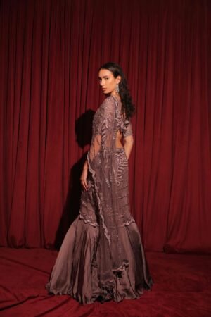 Mauve Petal Saree Gown